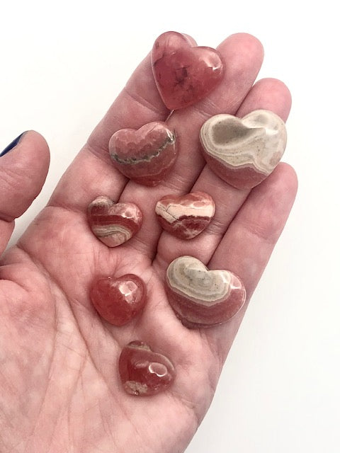 Rhodochrosite Crystal Hearts